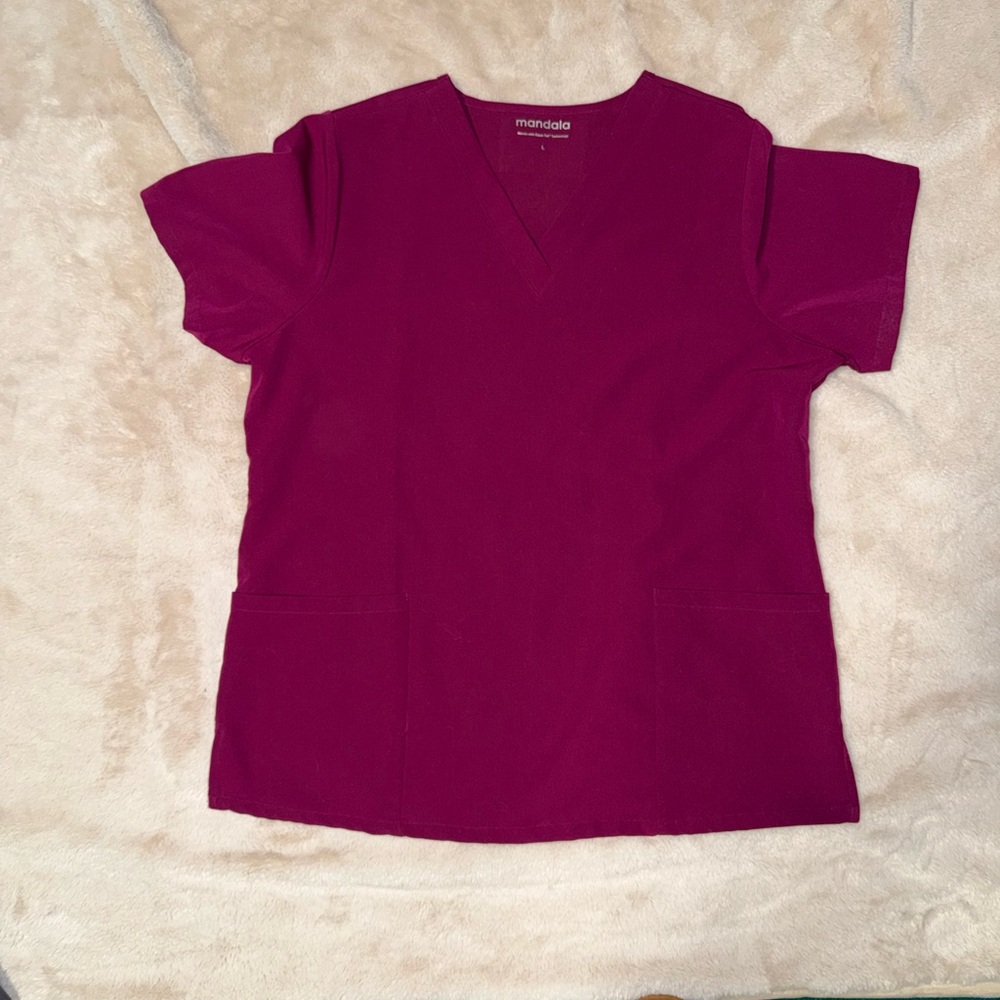 Women's Magenta Short Sleeve Scrub Top